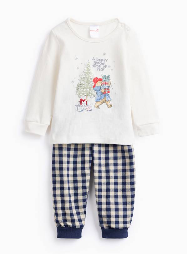 Unisex Christmas Paddington Checked Trouser Pyjama Set Up to 1 mth